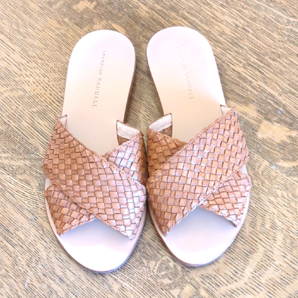 Loeffler Randall Claudie Leather Woven Slide Sz 7.5